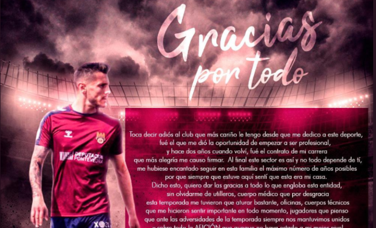 Adrián Cruz se despide del Pontevedra CF