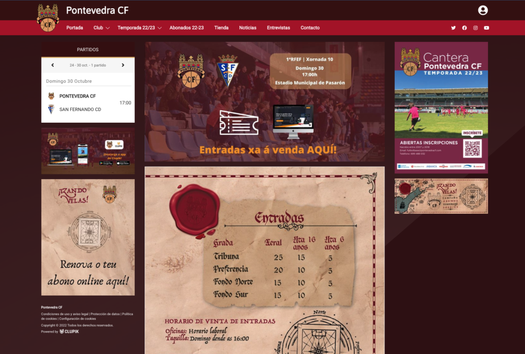 Nueva página web PontevedraCF SAD